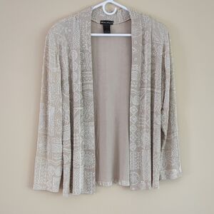 Large Made In Heaven Open Front Cardigan White And Cream Shoulder Pads